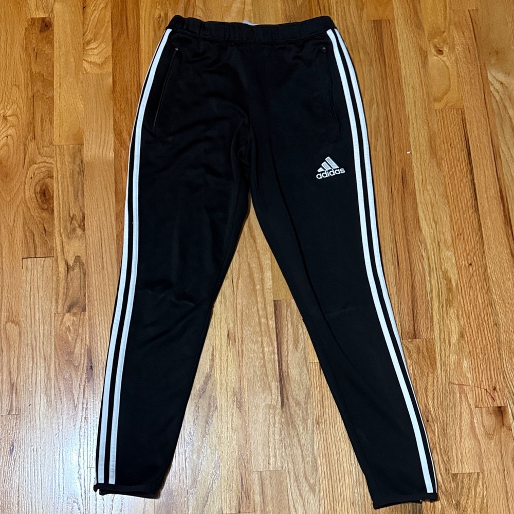 adidas Black Jogger Sweatpants with White Side Stripes
